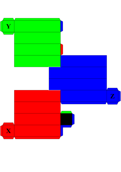 Foldable 3D cartesian coordinate system